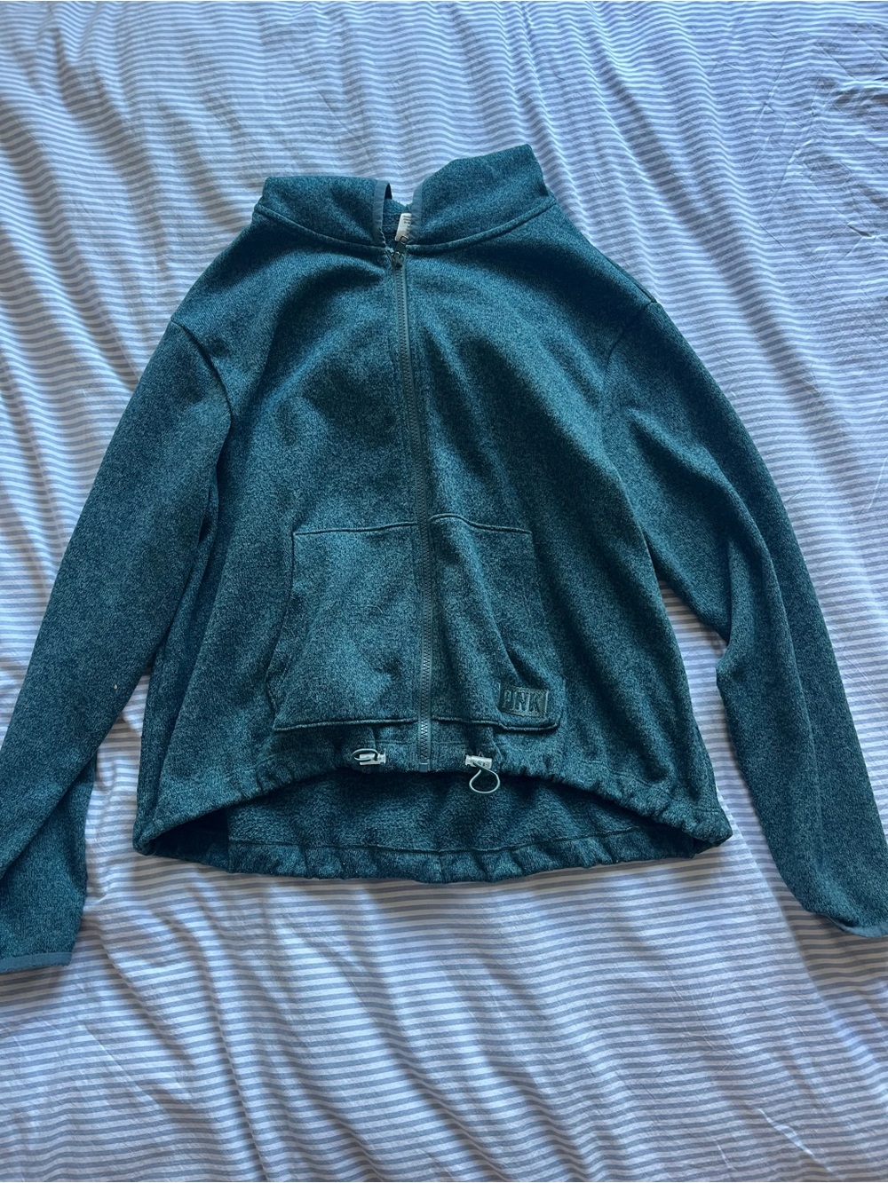 PINK Victoria's Secret Forest Green Zip Front Pullover Hoodie